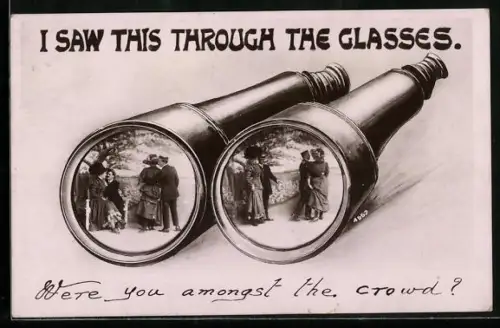 AK Liebespaare durch ein Fernglas gesehen