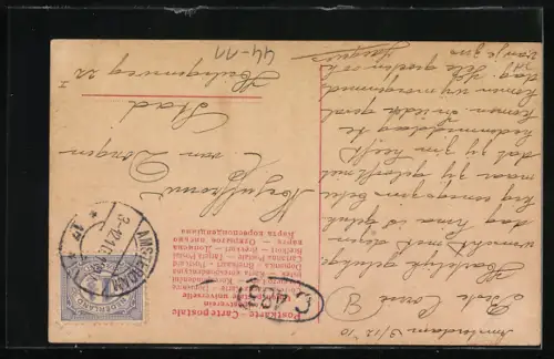 AK Dame mit riesigen Spielkarten