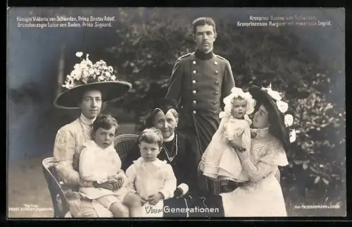 AK Prinz Gustav Adolf von Schweden, Königin Viktoria, Kronprinz Gustav