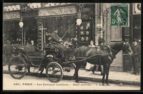 AK Paris, Les femmes cochères - Mme Dufau, Emanzipation