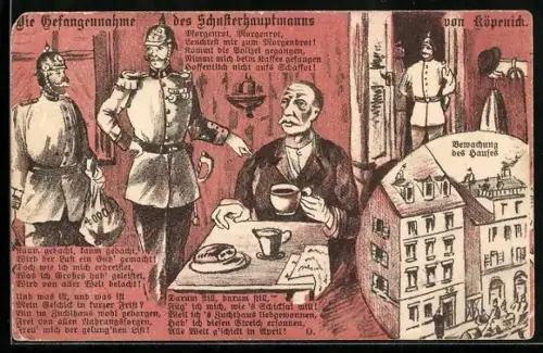 AK Berlin-Köpenick, die Gefangennahme des Schusterhauptmanns von Köpenick, Bewachung des Hauses