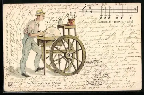 AK Paris, Messerschleifer bei der Arbeit