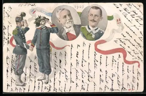 AK König Vittorio Emanuele von Italien zu Besuch in Frankreich 1903