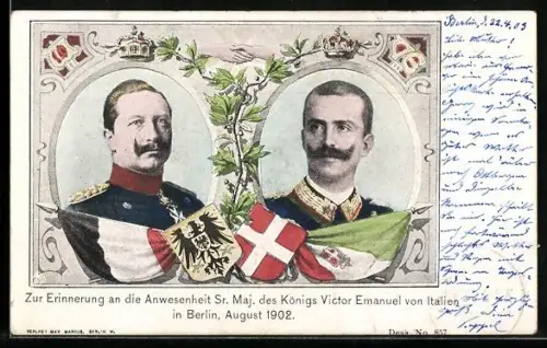 AK Berlin, Anwesenheit Königs Victor Emanuel von Italien bei Kaiser Wilhelm II. 1902