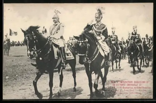 AK König Vittorio Emanuele III. von Italien mit Kaiser Wilhelm II.