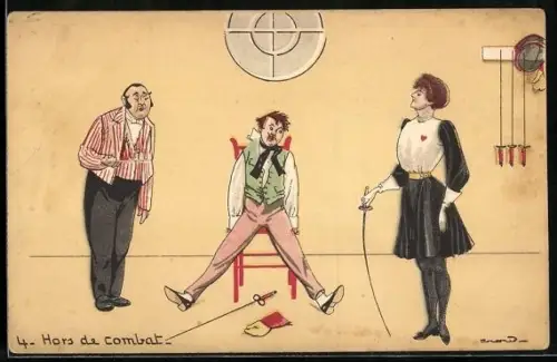 AK Dame nach gewonnenem Fecht-Match