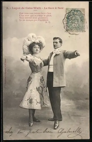 AK Paar tanzt Cake-Walk, Le face à face