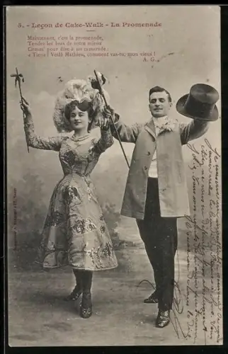 AK Pärchen im Tanzschritt La Promenade des Tanzes Cake-Walk