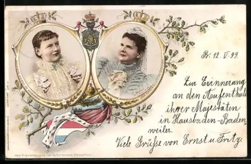AK Portrait Wilhelmine, Königin von den Niederlanden, Emma Königin Regentes von den Niederlanden