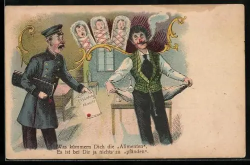 AK Mann in karierter Weste kann dem Gerichtsvollzieher keine Alimente zahlen