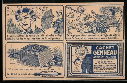 AK Chachet Genneau, Antinévralgique, Reklame