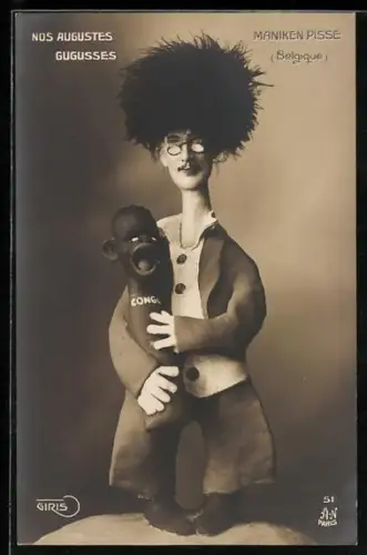 AK Maniken Pisse, Karikatur des Königs Albert I. von Belgien