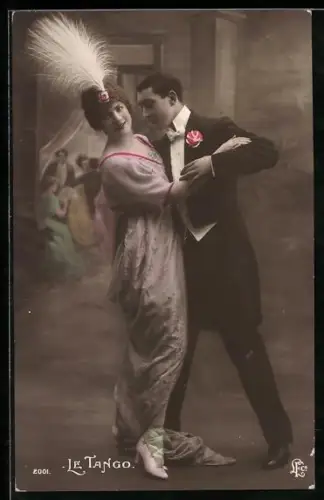 AK Paar beim Tango in eleganter Kleidung