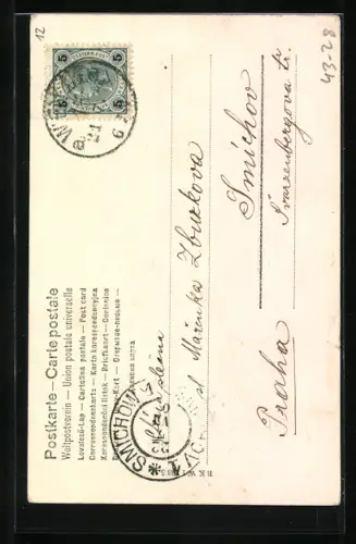 AK Wien, Blumenverkäuferin mit einem Korb voller Blumen