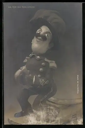 AK König Vittorio Emanuele III. von Italien, le Roi du Macaroni, Karikatur