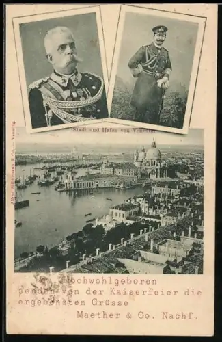 AK Venedig, Kaiser Wilhelm II. und Umberto von Italien