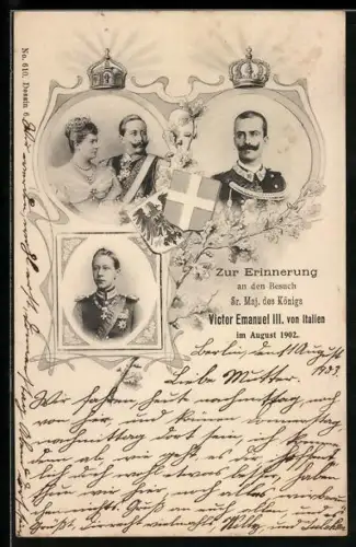 AK Besuch König Victor Emanuel III von Italien 1902, Kaiser Wilhelm II