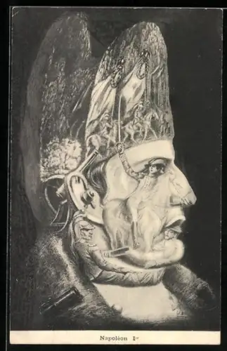 Künstler-AK Napoleon I im Porträt aus verschiedenen Szenen