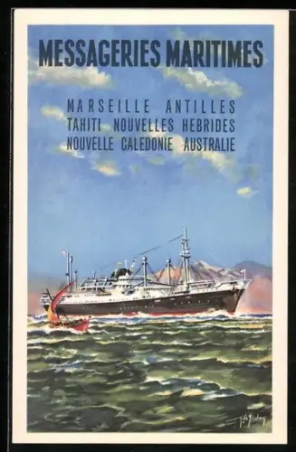 AK Messageries Maritimes, Passagierschiff vor der Küste