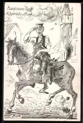 Künstler-AK Köpenick, Hauptmann Voigt in Civil