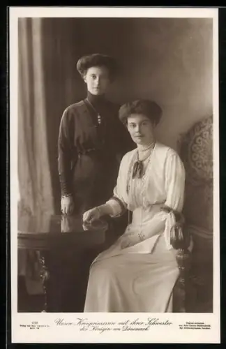 AK Kronprinzessin mit ihrer Schwester der Königin von Dänemark