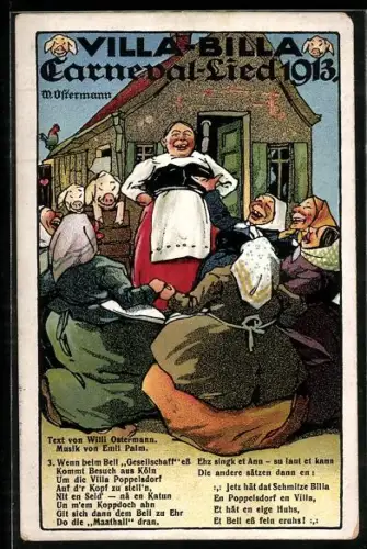 AK Villa-Billa Carneval-Lied 1913, Beleibte Frauen singen