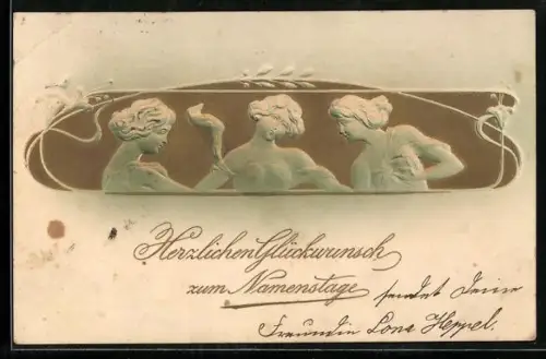 AK Hübsche Damen im Jugendstil