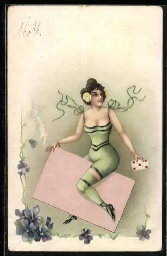 AK Junge Frau mit Brief, Jugendstil