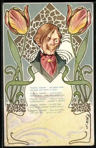 AK Herr mit Monokel, Jugendstil