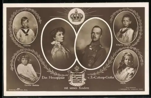 AK Das Herzogspaar von Sachsen-Coburg-Gotha mit seinen Kindern