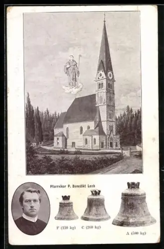 AK Nussbach, Glockenweihe 8. Oktober 1922, Pfarrvikar P. Benedikt Leeb, Abt Dr. Alois Wiesinger von Schlierbach