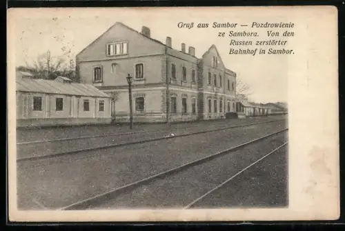 AK Sambor, Der von den Russen zerstörte Bahnhof
