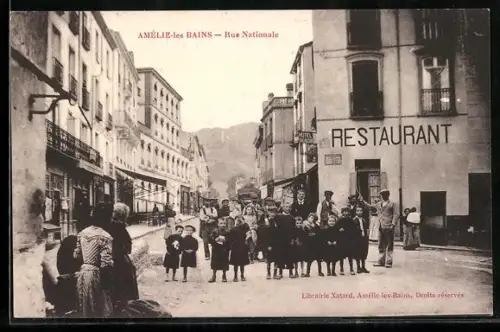 AK Amélie-les-Bains, Rue Nationale avec enfants et restaurant