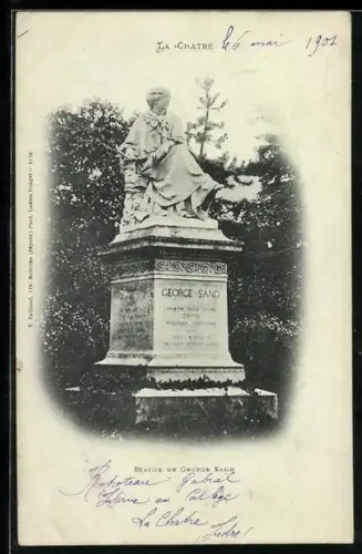 AK La Châtre, Statue de George Sand