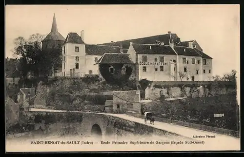 AK Saint-Benoît-du-Sault /Indre, École Primaire Supérieure de Garcons, facade Sud-Ouest