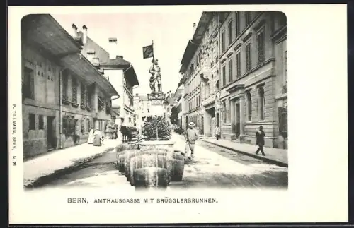 AK Bern, Amtshausgasse mit Brügglerbrunnen