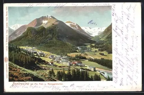 AK Pontresina, Ansicht mit Piz Palü und Roseggletscher, um 1900