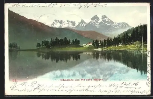 AK Silvaplana, Silvaplana und Piz della Margna vom Wasser aus