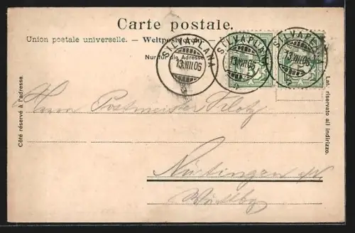 AK Silvaplana, Silvaplana und Piz della Margna vom Wasser aus