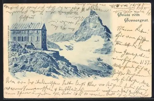 AK Gornergrat, Panorama mit Hotel