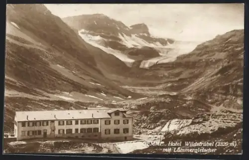 AK Gemmi, Hotel Wildstrubel mit Lämmergletscher