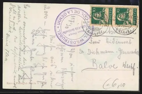 AK Gemmi, Hotel Wildstrubel mit Lämmergletscher