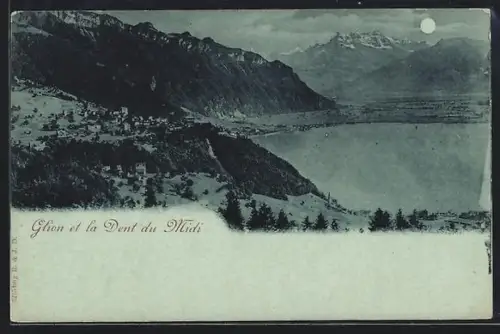 Mondschein-AK Glion, Panorama et la Dent du Midi