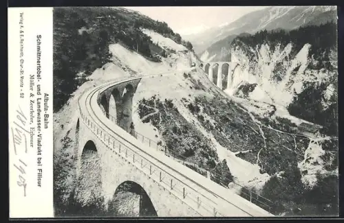 AK Filisur /Albula-Bahn, Schmittnertobel- und Landwasser-Viadukt