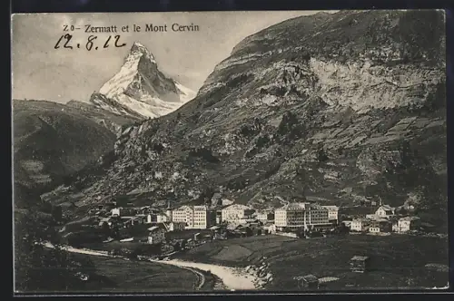 AK Zermatt, Panorama et le Mont Cervin