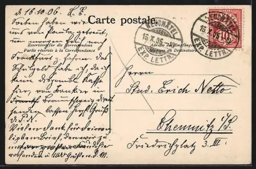 AK Neuchâtel, Panorama et les Alpes