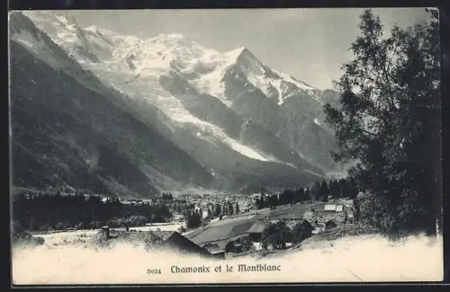 AK Chamonix, Panorama et le Montblanc