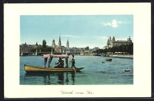 AK Zürich, Teilansicht mit Schloss vom See aus