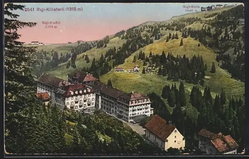 AK Rigi-Klösterli, Hotel mit Rigi-Staffel und Rigi-Kulm