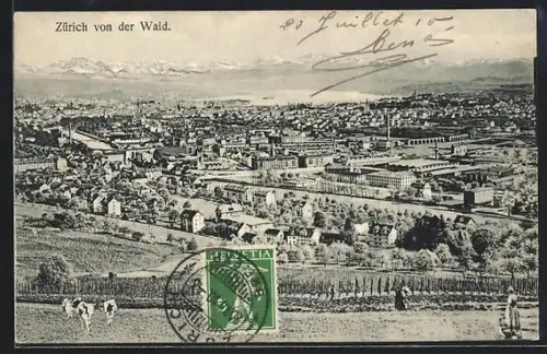 AK Zürich, Teilansicht von der Waid